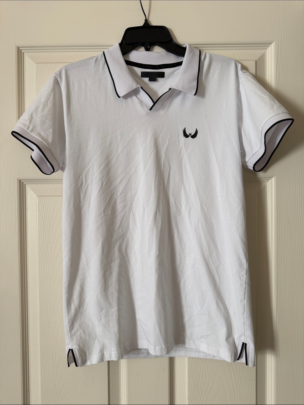 Nick Danger White Polo with Black Trim - Men's Short Sleeve